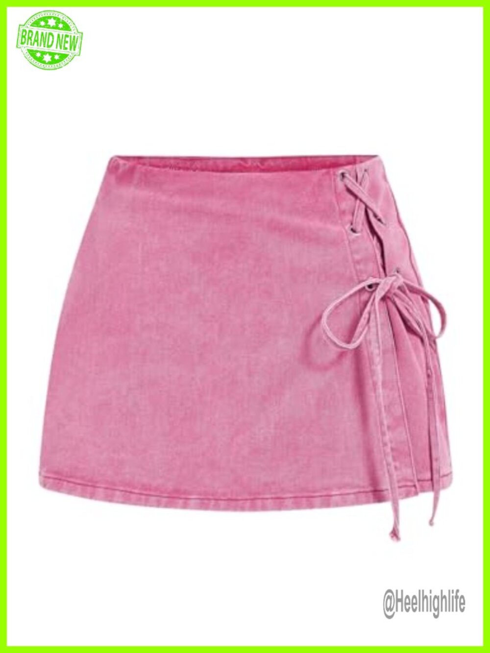 Floerns High Waist Denim Skorts Grommet Eyelet Lace Up Mini Skirt